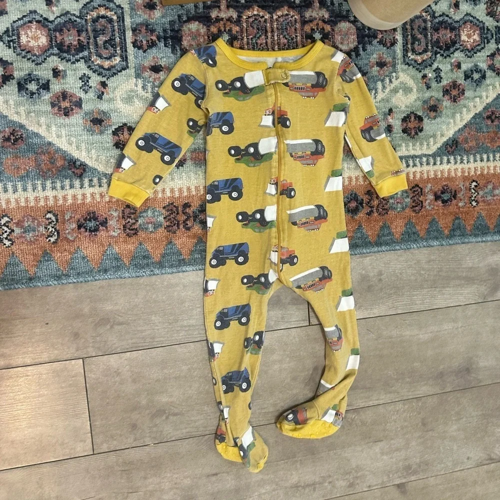 Dino Dee Construction Zip Grip Footie Pajamas 18-24 Months Toddler Boy Yellow